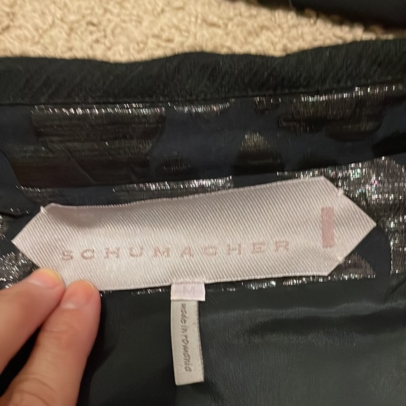 Black wool fitted asymmetric crop jacket rounded collar very unique Size Small - Picture 10 of 12